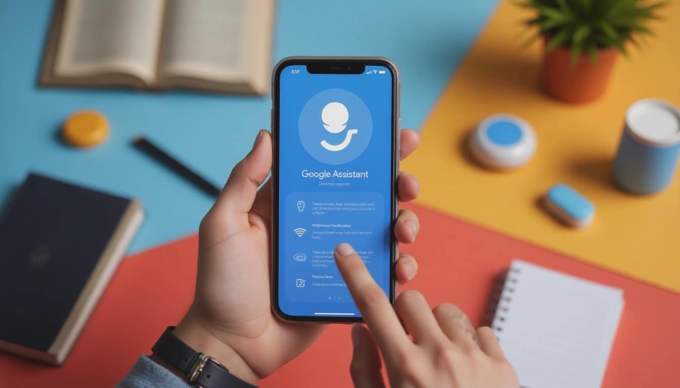 Smartphone exibindo interface do Google Assistente com recursos de IA para produtividade digital