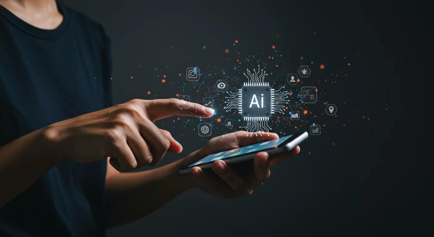 Pessoa usando smartphone para se comunicar com IA, representando a importância do prompt engineering.