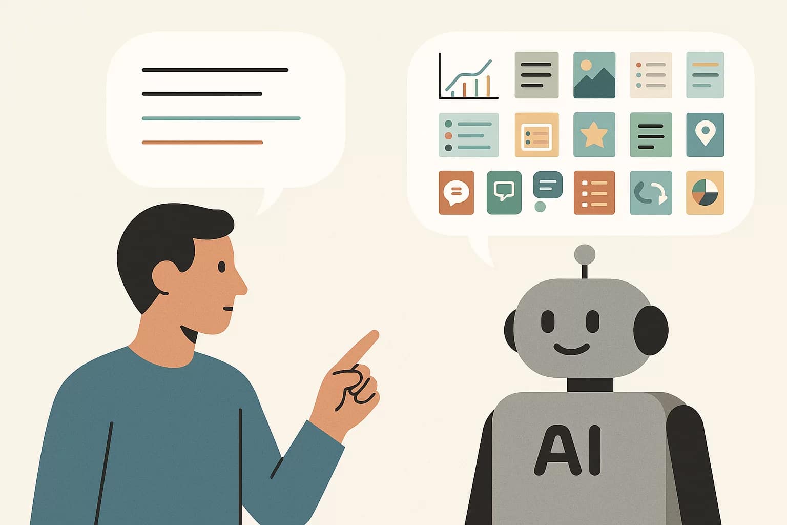 Pessoa interagindo com assistente de IA através de prompts para IA bem estruturados, demonstrando como escrever comandos eficientes para inteligência artificial e obter respostas precisas.